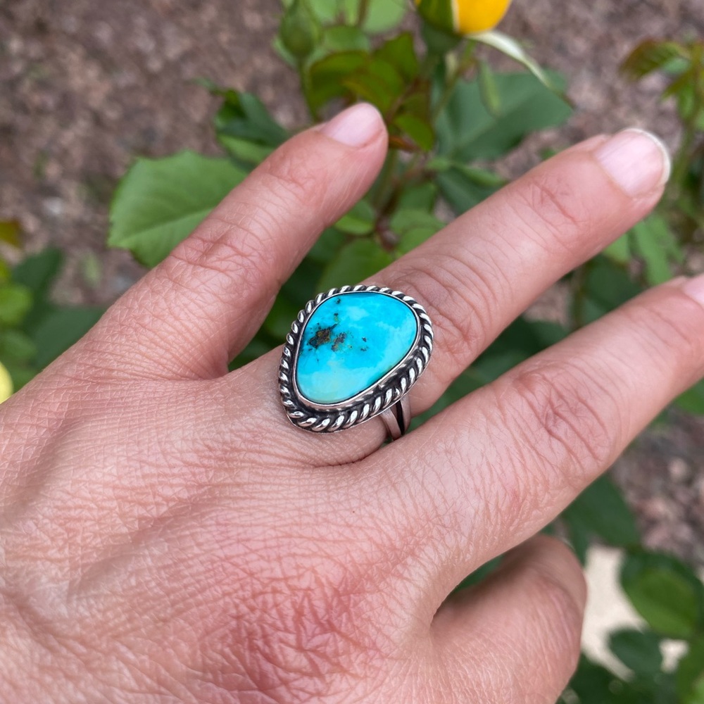Turquoise ring 925 silver vintage ring